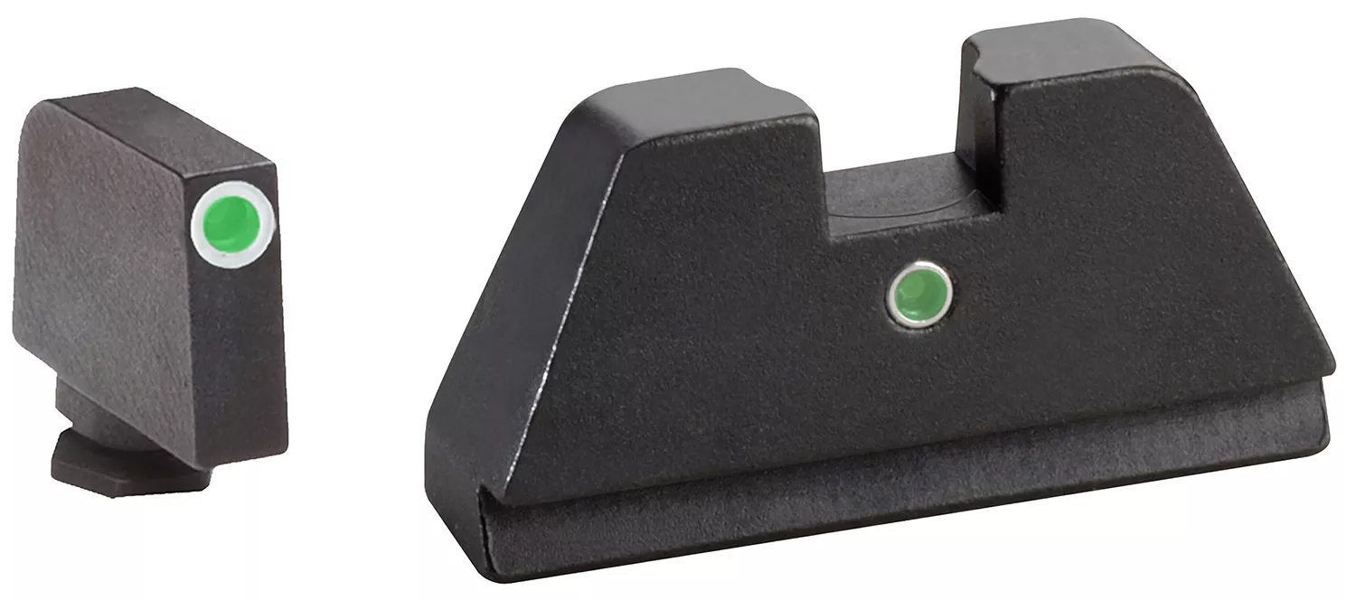 AmeriGlo GL191 Optic Compatible Sight Set for GlockXL Tall Green Tritium White Outline Front Sight-Green TritiumRear Sight