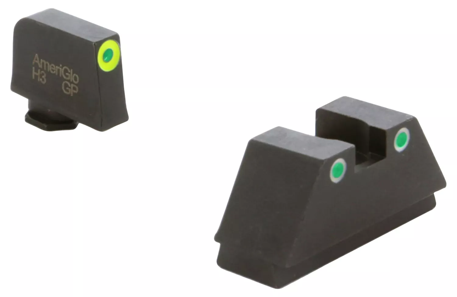 AmeriGlo GL333 Optic Compatible Sight Set for GlockXL Tall Green Tritium LumiGreen Outline Front Sight-Green Tritium White Outline Rear Sight