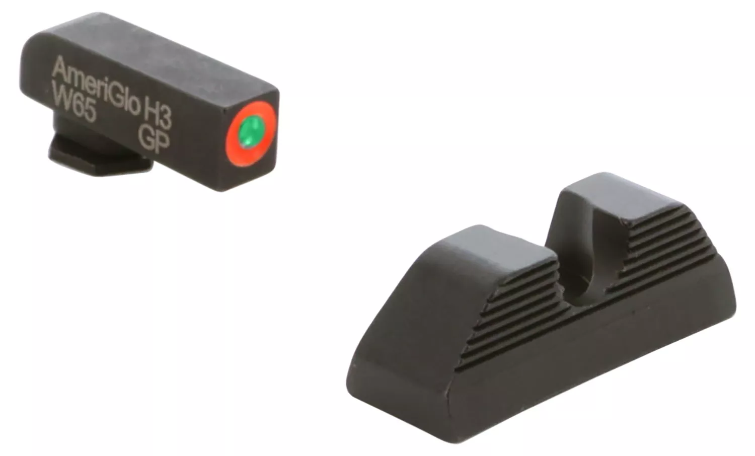 AmeriGlo GL351 Protector Sight Set for GlockGreen Tritium Orange Outline Front Sight-Black Serrated Rear Sight