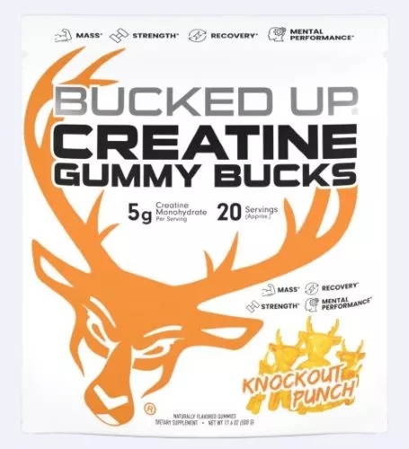 BUCKED UP CREATINE GUMMIES – KNOCKOUT PUNCH 20 SERVINGS