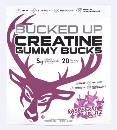 BUCKED UP CREATINE GUMMIES – RASPBERRY BLITZ 20 SERVINGS