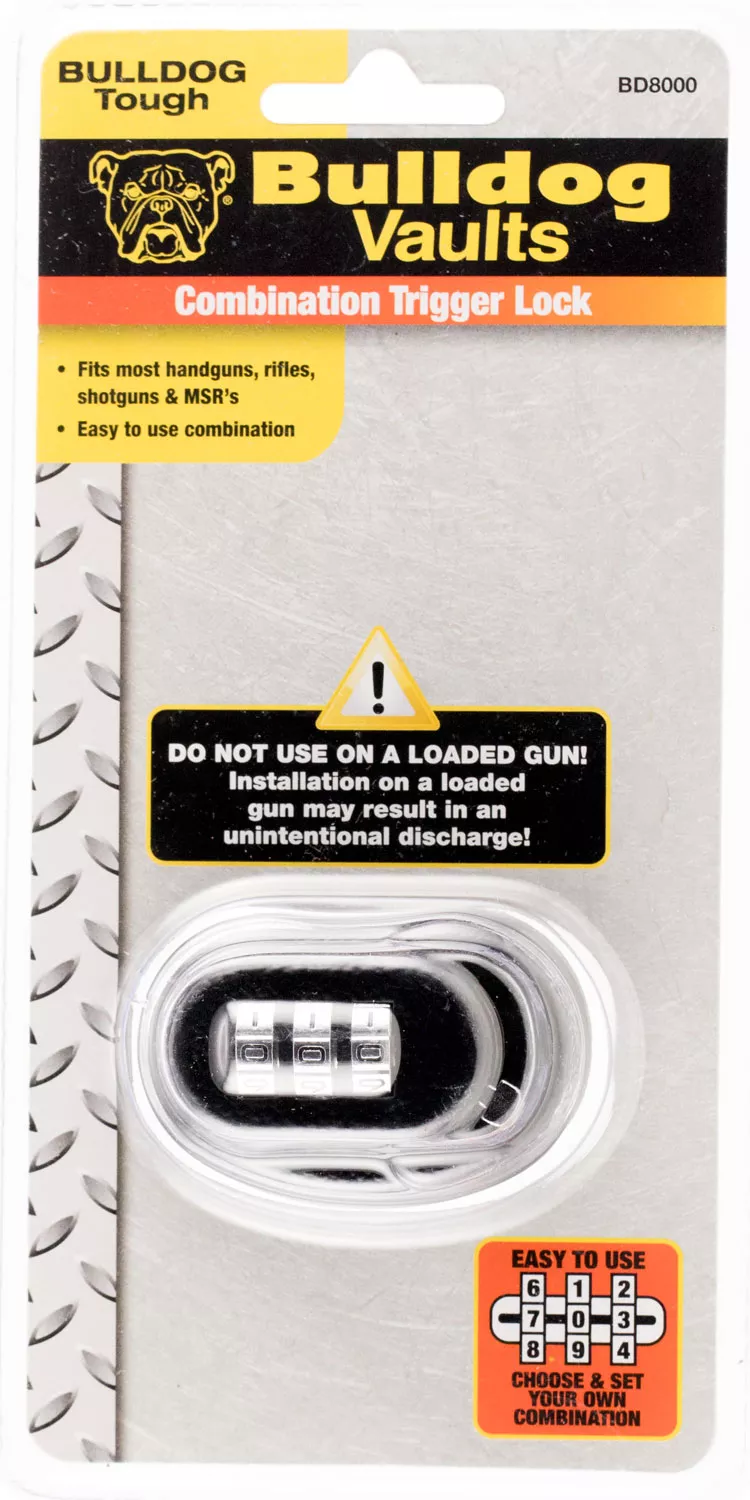 Bulldog BD8000 Trigger LockOpen With Combination Black Metal Firearm Fit- Handgun/Rifle/Shotgun
