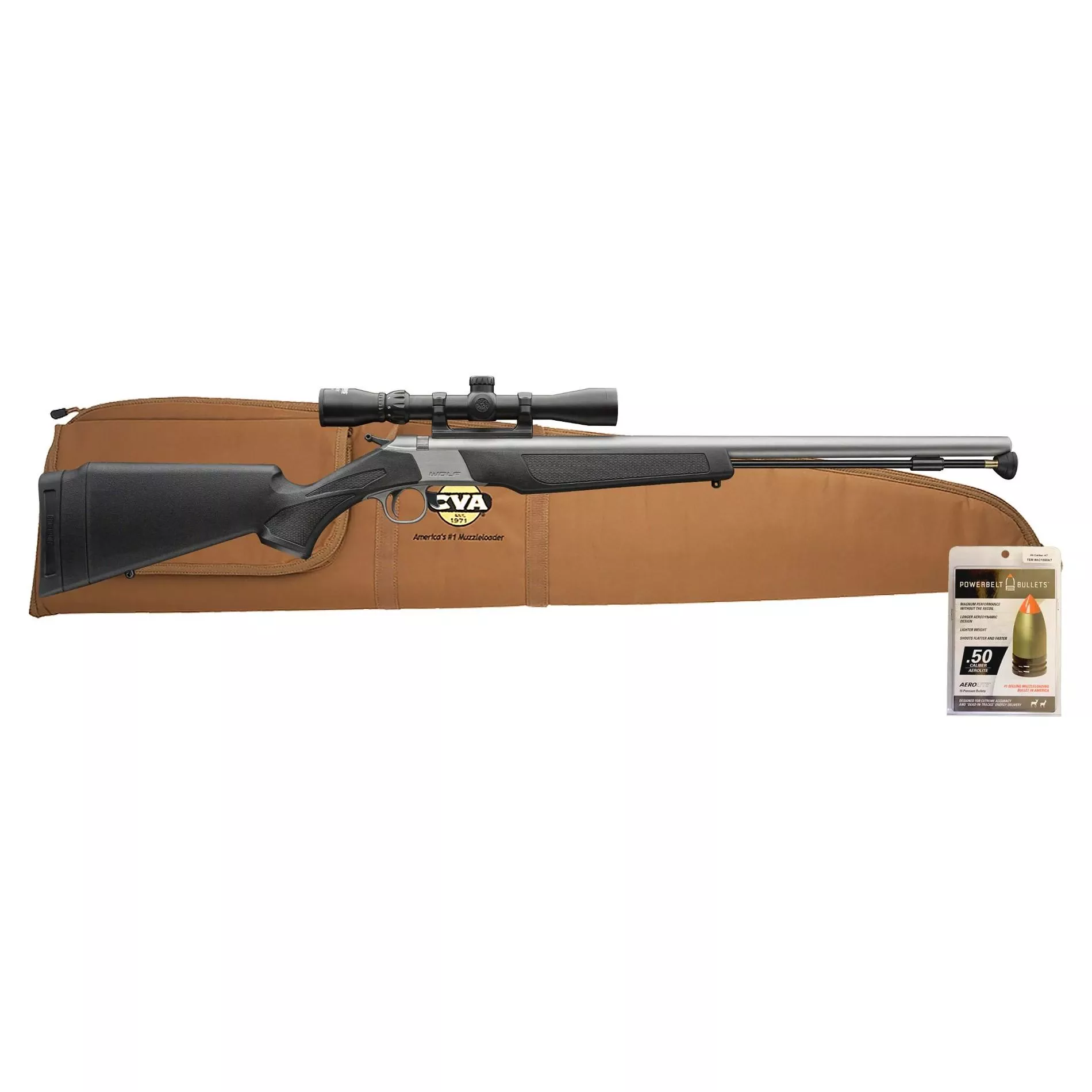 CVA WOLF V2 Muzzleloader 50 CAL Stainless Steel Black KonusShot 3-9×32