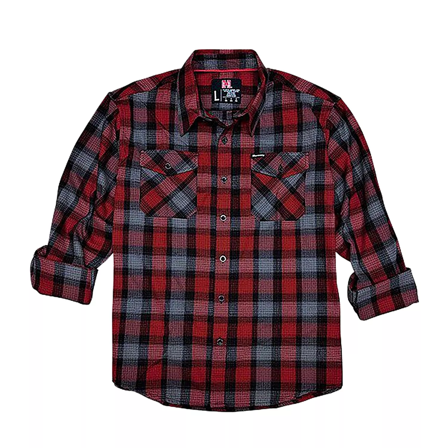 Hornady Gear 32194 Flannel ShirtXL Red/Black/Gray,Cotton/Polyester, Relaxed Fit Button Up
