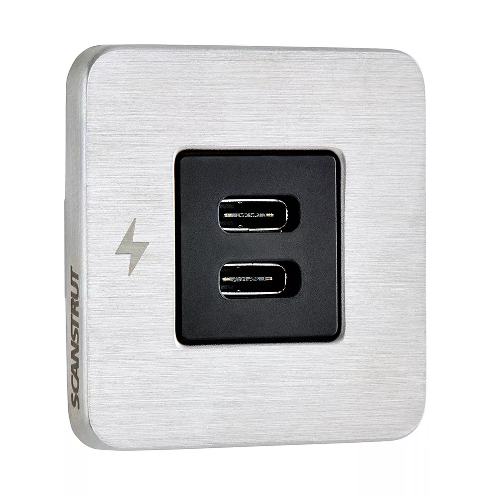 Scanstrut TILE USB-C Interior Charging Socket - 12/24V - Stainless Steel Bezel